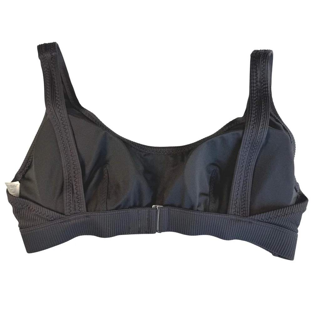 Fabletics Black Ribbed‎ Textured Sports Bra Bikini Top Swim Top XXL